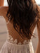 Ivory Wedding Dresses A Line With Court Train Sleeveless Applique Illusion Neckline Bridal Gowns