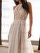 Ivory Wedding Dresses A Line With Court Train Sleeveless Applique Illusion Neckline Bridal Gowns