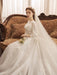 Ivory Wedding Dresses Lace Applique Jewel Neck 3/4 Length Sleeve Princess Bridal Gown With Train