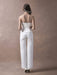 Wedding Jumpsuits Ivory Strapless Peplum Satin Bow Sash Long Bridal Jumpsuits