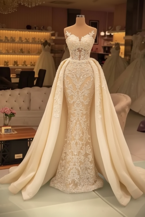 Ivory Chic evening dresses long lace Prom dresses - Prom Dresses
