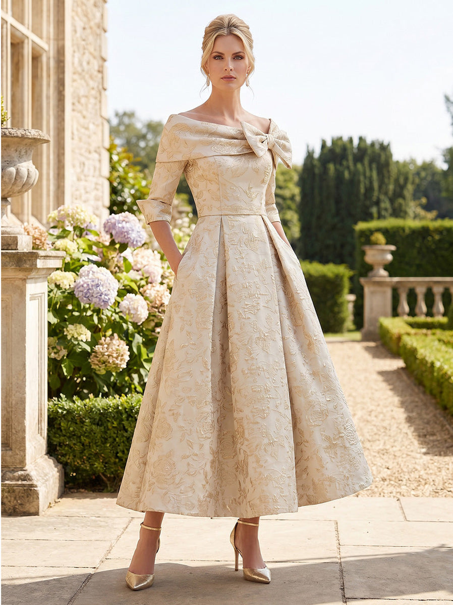 Gold Jacquard Mother of the Bride Dress | Bridelily