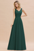 Jade Modest Floral Lace A-line Bridesmaid Dress V-Neck Floor Length Chiffon Wedding Guest Dress 
