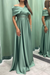 Jade Elegant Off-the-Shoulder Long Evening Dress Pleated