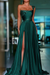 Jade Pleated A-Line One Shoulder Prom Dress Gown with Front Split - Prom Dresses