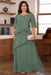 Jade Plus Size Ruffles Chiffon Mother of the Bride Dress Scoop Neck with Half Sleeves