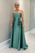 Jade Satin Mother of the Bride Dress Strapless with Flowers - Prom Dresses
