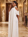 Jersey Jumpsuit Asymmetric Neck Long Evening Jumpsuit with Sash