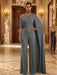Gray Jersey Jumpsuit Asymmetric Neck Long Evening Jumpsuit with Sash