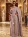 Mauve Jersey Jumpsuit Asymmetric Neck Long Evening Jumpsuit with Sash