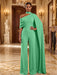 Mint Jersey Jumpsuit Asymmetric Neck Long Evening Jumpsuit with Sash