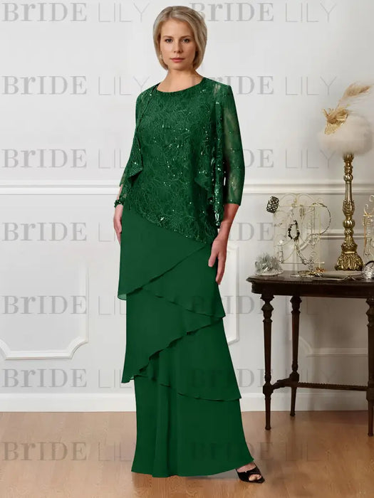 Floor-Length A-Line Mother of the Bride Dresses with Jewel Neck