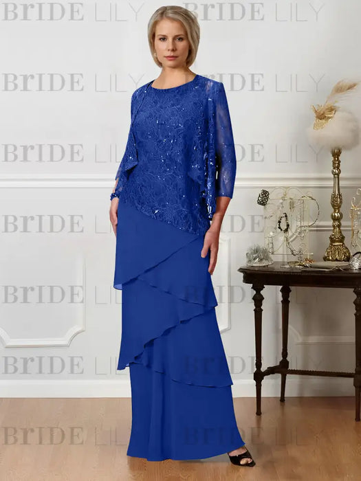 Floor-Length A-Line Mother of the Bride Dresses with Jewel Neck