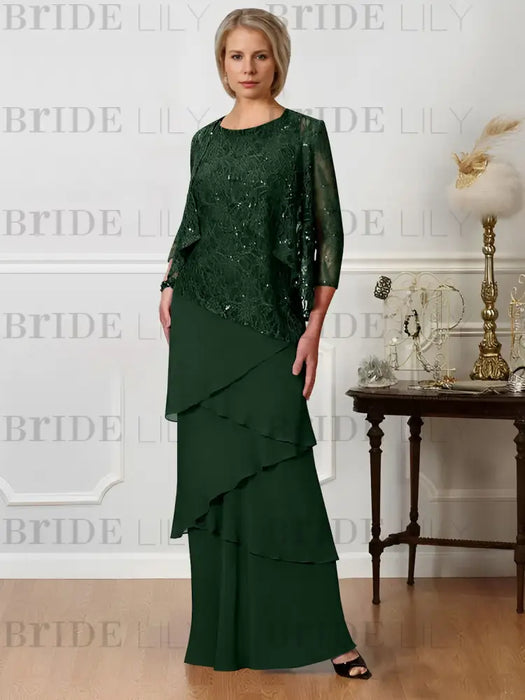 Floor-Length A-Line Mother of the Bride Dresses with Jewel Neck