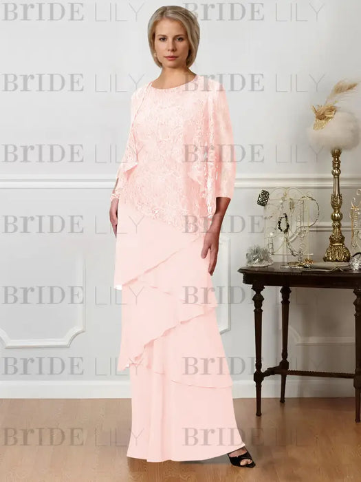 Floor-Length A-Line Mother of the Bride Dresses with Jewel Neck