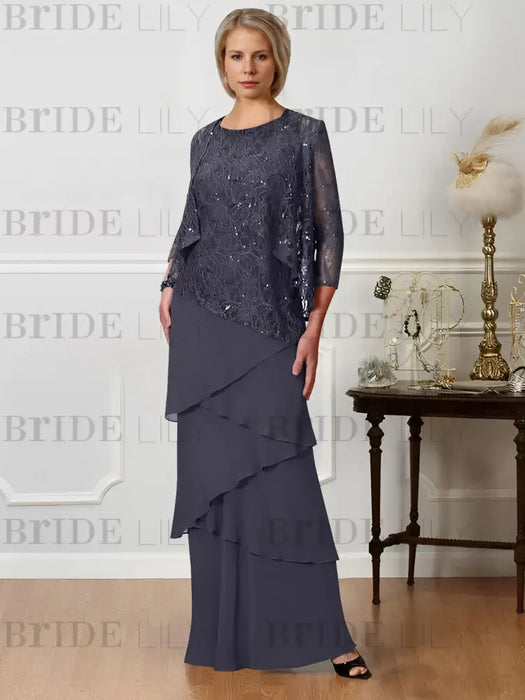 Floor-Length A-Line Mother of the Bride Dresses with Jewel Neck
