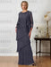 Floor-Length A-Line Mother of the Bride Dresses with Jewel Neck