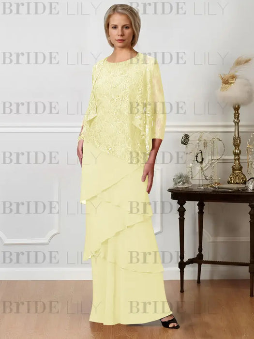 Floor-Length A-Line Mother of the Bride Dresses with Jewel Neck
