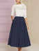 Tea-Length Mother of the Bride A-Line Dress with Jewel Neckline Half Sleeves Pleats and Pockets