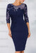Jewel Neck Column Floral Lace Mother of the bride Dresses Half Sleeves - Prom Dresses