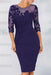 Jewel Neck Column Floral Lace Mother of the bride Dresses Half Sleeves - Prom Dresses