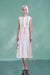 Jewel Neck Daily Wear Dress Tea Length Holiday Wear Formal Dress with Belt - White / S - Dresses