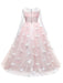 Flower Girl Dresses Jewel Neck Long Sleeves Butterfly Formal Kids Princess Dresses