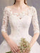 Cheap Wedding Dresses Eric White Jewel Neck Half-Sleeve Soft Tulle Lace Up Floor Length Bride Dresses