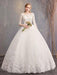 Cheap Wedding Dresses Eric White Jewel Neck Half-Sleeve Soft Tulle Lace Up Floor Length Bride Dresses