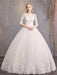 Cheap Wedding Dresses Eric White Jewel Neck Half-Sleeve Soft Tulle Lace Up Floor Length Bride Dresses