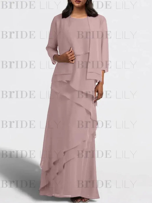 Floor-Length Mother of the Bride Sheath Dress with Matching Jacket