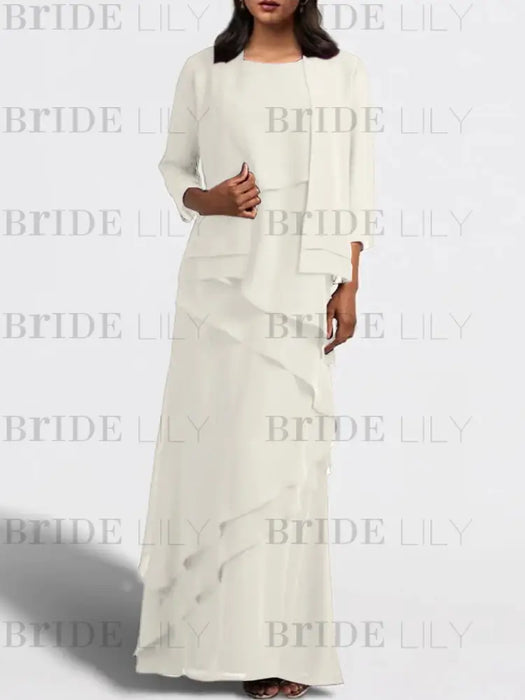 Floor-Length Mother of the Bride Sheath Dress with Matching Jacket