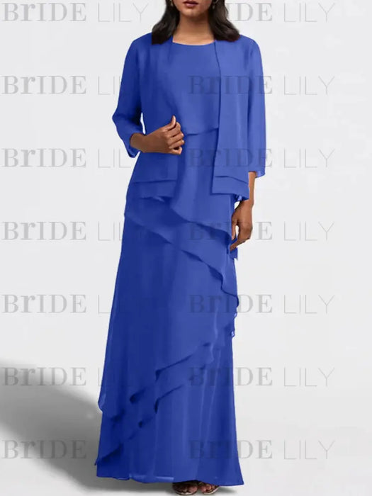 Floor-Length Mother of the Bride Sheath Dress with Matching Jacket
