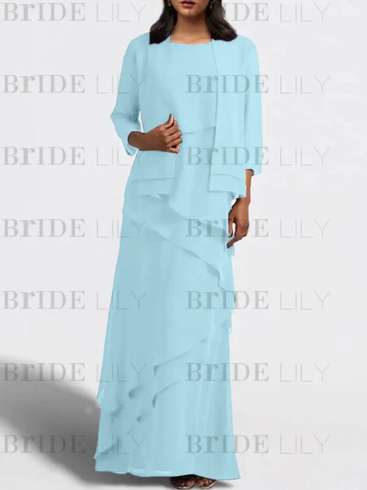 Floor-Length Mother of the Bride Sheath Dress with Matching Jacket