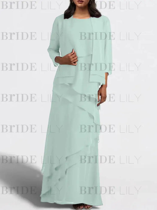 Floor-Length Mother of the Bride Sheath Dress with Matching Jacket