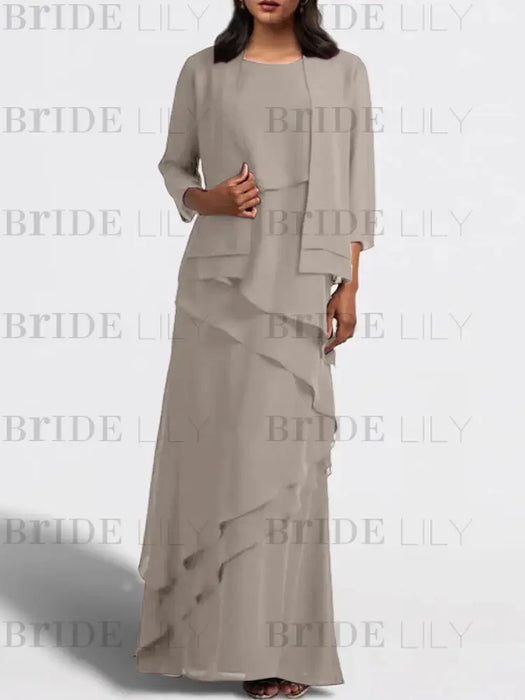 Floor-Length Mother of the Bride Sheath Dress with Matching Jacket