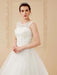 Cheap Wedding Dresses White Jewel Neck Sleeveless Soft Tulle Lace Up Floor Length Bride Dresses