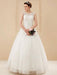Cheap Wedding Dresses White Jewel Neck Sleeveless Soft Tulle Lace Up Floor Length Bride Dresses