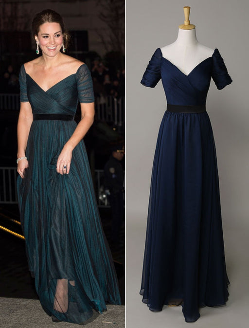 Kate Middleton Dark Navy Off The Shouler Dress