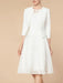 Knee-Length Mother of the Bride A-Line Dress with 3/4 Sleeves and Wraps