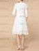 Knee-Length Mother of the Bride A-Line Dress with 3/4 Sleeves and Wraps