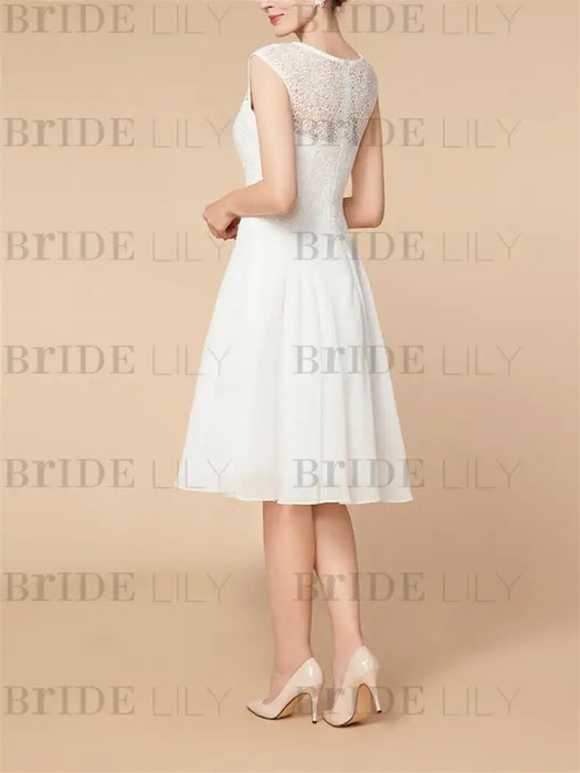 Knee-Length Mother of the Bride A-Line Dress with 3/4 Sleeves and Wraps