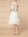 Knee-Length Mother of the Bride A-Line Dress with 3/4 Sleeves and Wraps