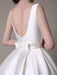 Ivory Wedding Dress Scoop Backless Knee Length Satin Wedding Gown misshow