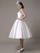 Ivory Wedding Dress Scoop Backless Knee Length Satin Wedding Gown misshow