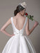 Ivory Wedding Dress Scoop Backless Knee Length Satin Wedding Gown misshow