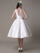 Ivory Wedding Dress Scoop Backless Knee Length Satin Wedding Gown misshow