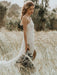 Boho Wedding Dress 2021 Lace A Line Halter Sleeveless Floor Length Bridal Gown With Train