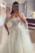 Lace Aline Wedding Dress Glitter Tulle Bridal Gown with Sleeves