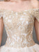 Wedding Dresses 2021 Ball Gown Off Shoulder Golden Lace Appliqued Floor Length Bridal Dress